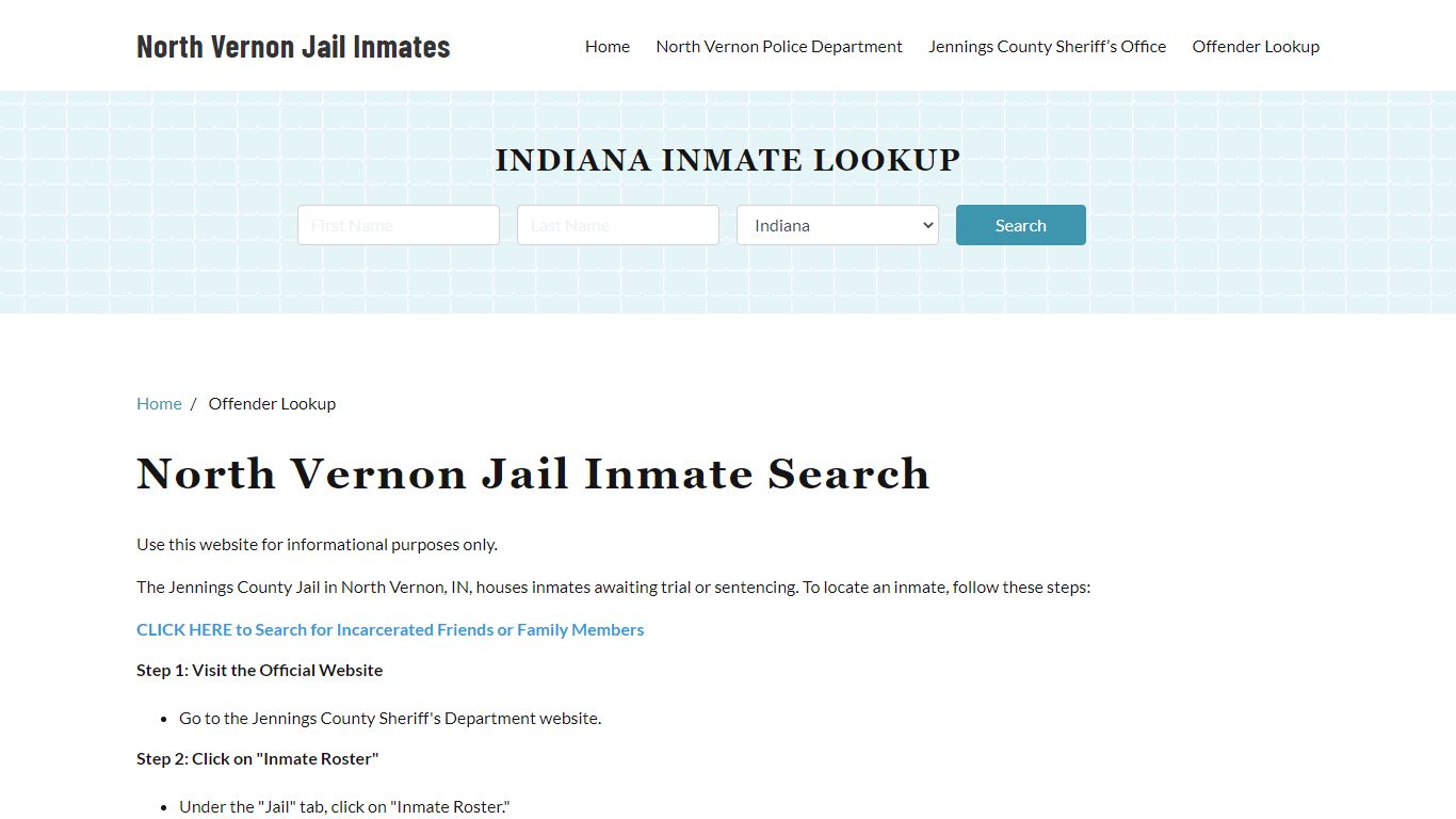 North Vernon, IN Detainee Lookup