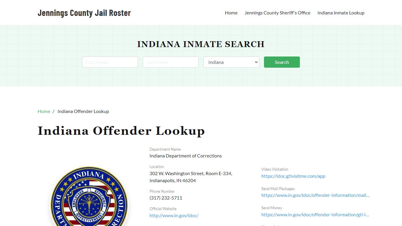 Indiana Inmate Search, Jail Rosters - Jennings County Jail