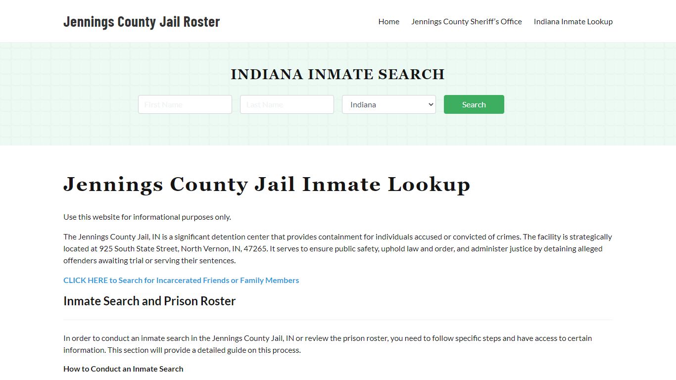 Jennings County Jail Roster Lookup, IN, Inmate Search